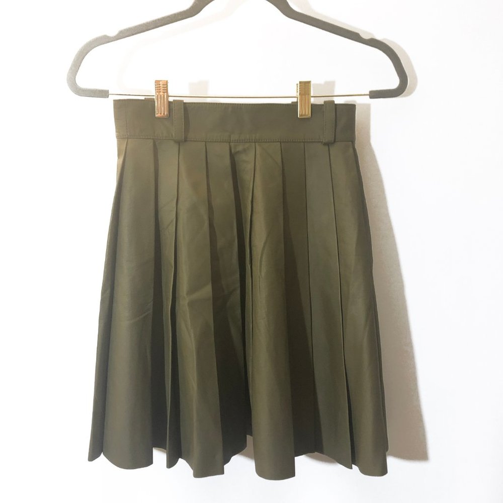 NEW DROME Leather Pleated A-Line Mini Skirt
